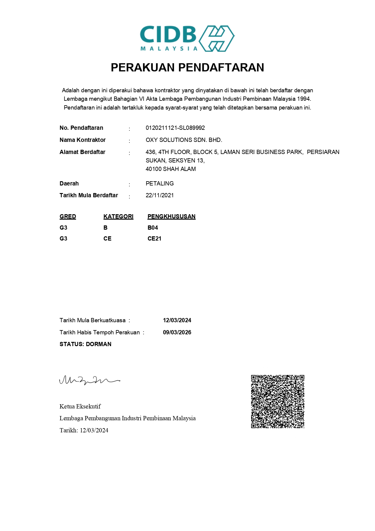 CIDB Certification